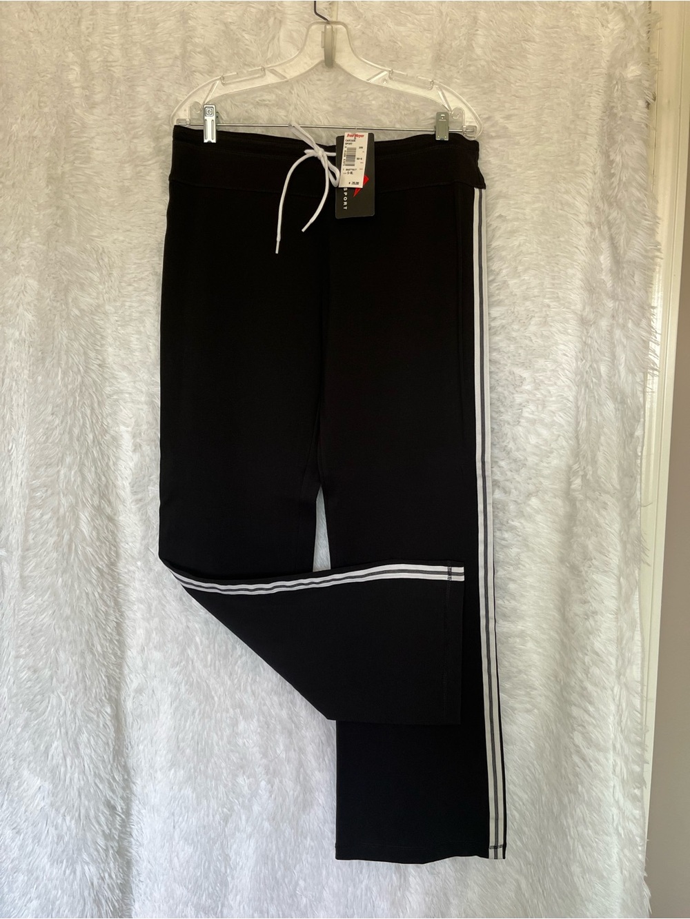 Cascade Sport Athletic Black Track Pants with White Stripes-NWT